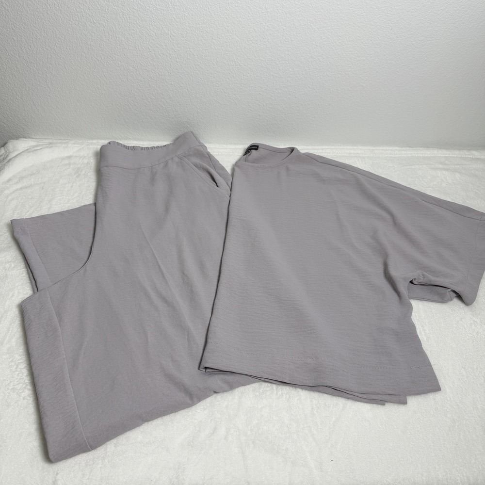 Adrianna Papell Women's Airflow 2 Piece Loungewear Set Light Purple Size Large